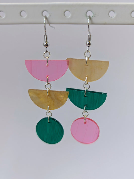 Recycled Vinyl Earrings for Music Lovers- Multi-Color