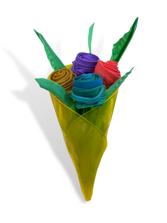 Recycled Vinyl Flower Bouquet - Multi-Color Roses