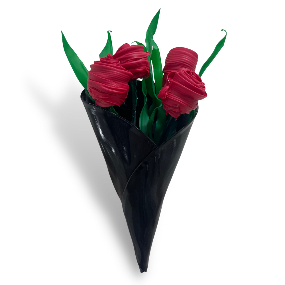 Recycled Vinyl Flower Bouquet - Classic Red Roses