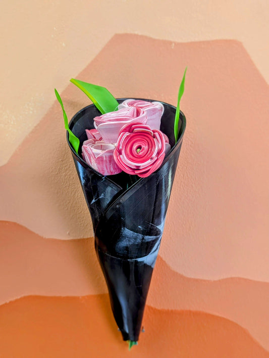 Recycled Vinyl Flower Bouquet- Deluxe Upcycled Flowers