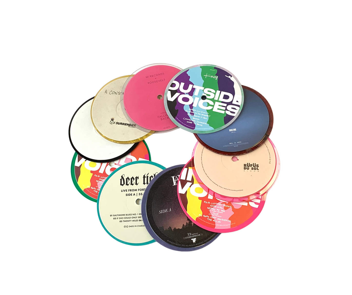 Recycled Vinyl Coasters (4 pack)