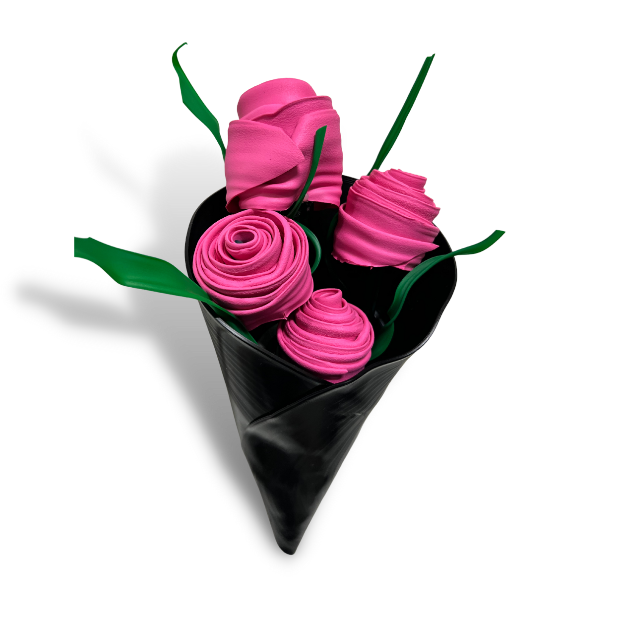Recycled Vinyl Flower Bouquet - Pink Roses